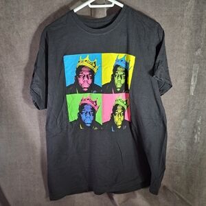 Notorious B.I.G. Andy Warhol Pop Art Style Black w/ Neon Graphic Tee VG